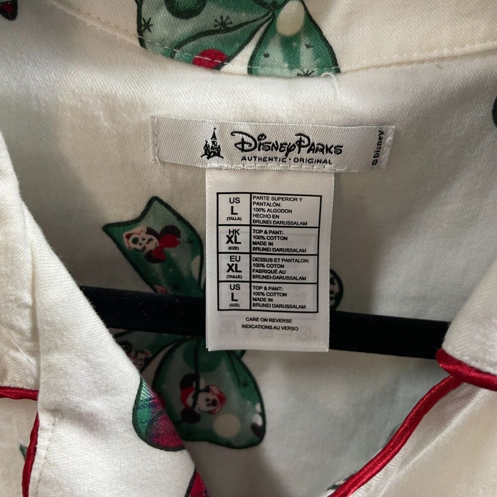 Disney Parks Christmas Holiday Mickey Mouse Bow Pajama Set US Size Large - Picture 2 of 5